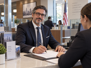 Propietario extranjero de una LLC realizando una gestión bancaria en Estados Unidos